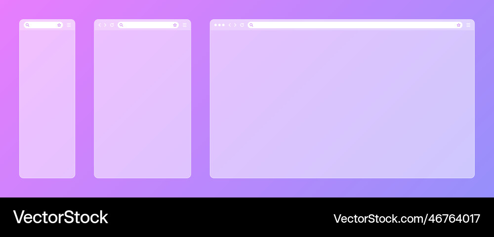 Blank transparent web browser window with toolbar Blank transparent web browser window with toolbar vector image