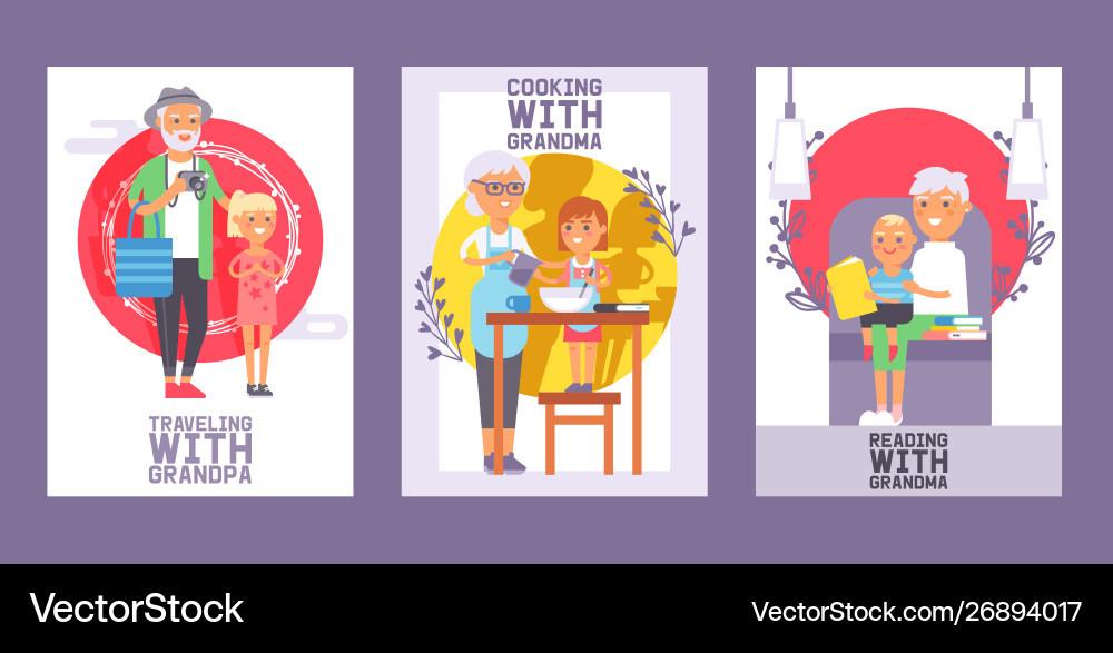 Family time set cards or posters Family time set cards or posters vector image