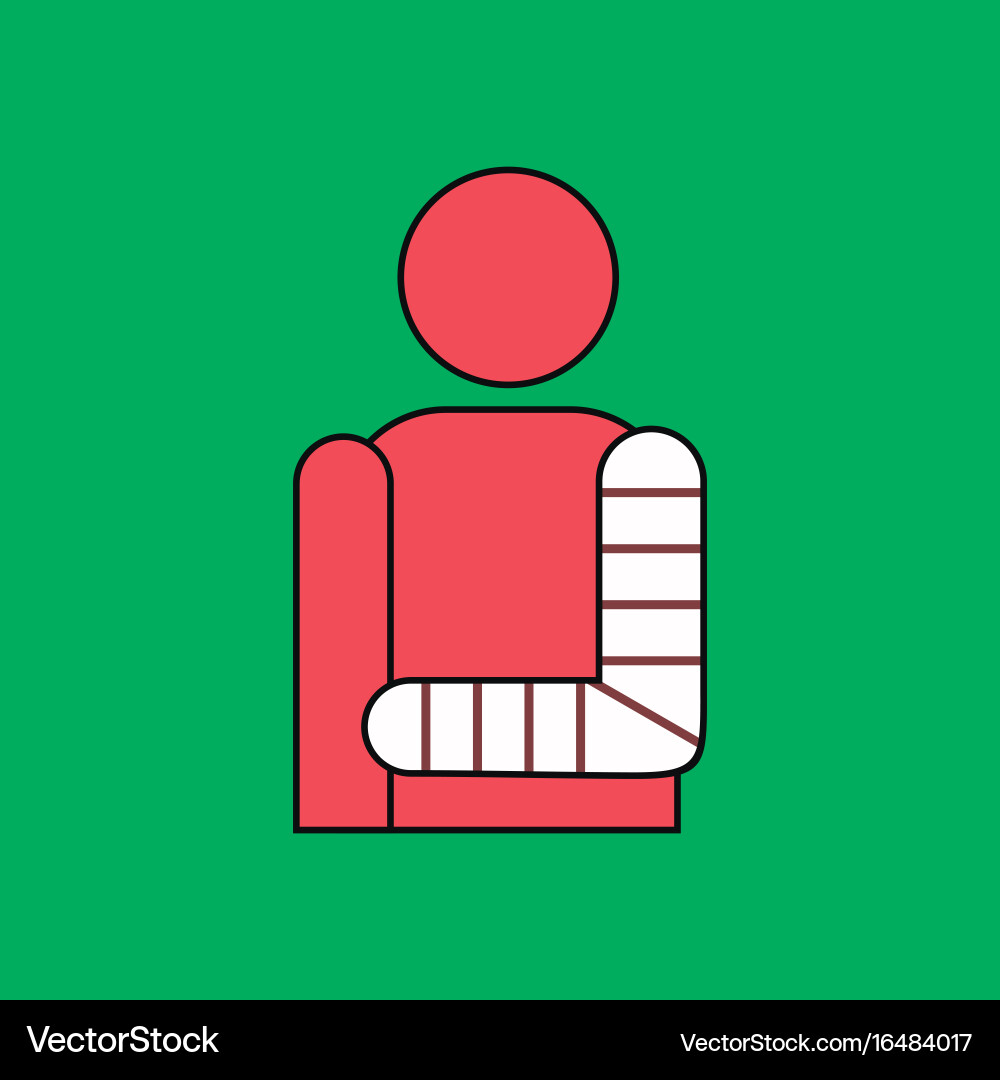 Flat icon design collection man with broken arm Vector Image