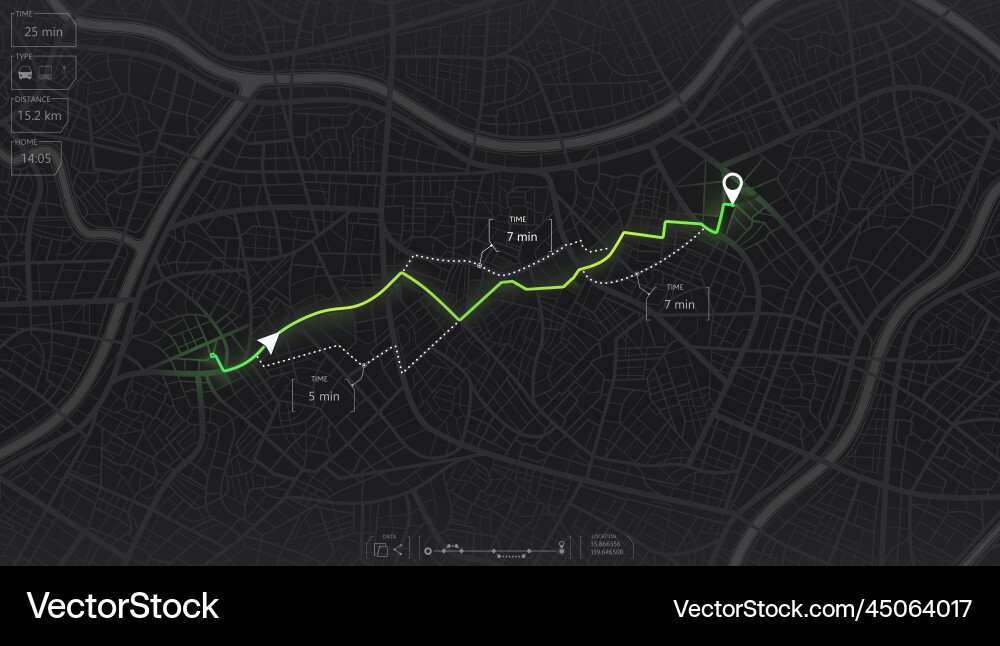 Gps map navigation to own house view from above Gps map navigation to own house view from above vector image