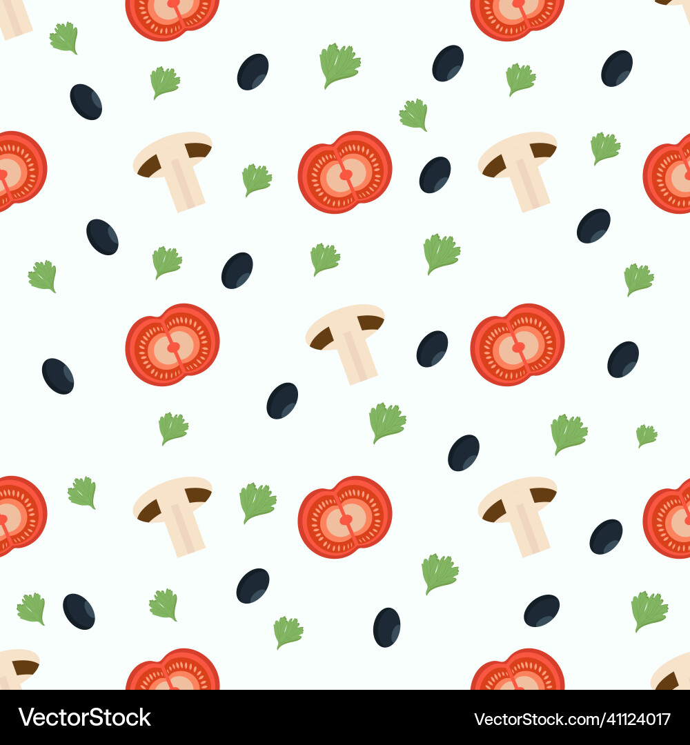 Mushroom and tomato pattern for menu design vector image