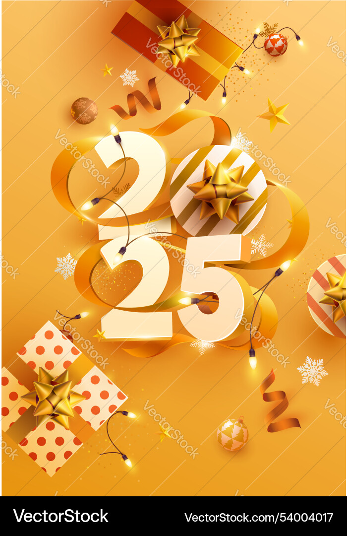 New years 2025 festive banner design with 3d New years 2025 festive banner design with 3d vector image