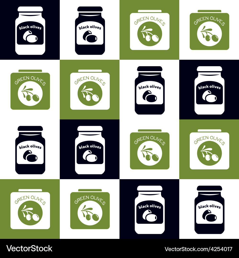 Olives Jar and Can Pattern Vector Image