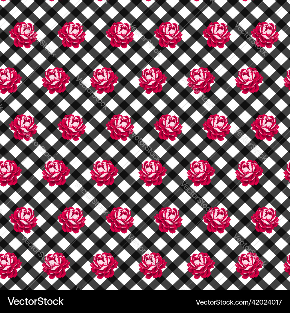 Seamless pattern design on black grid Vector Image