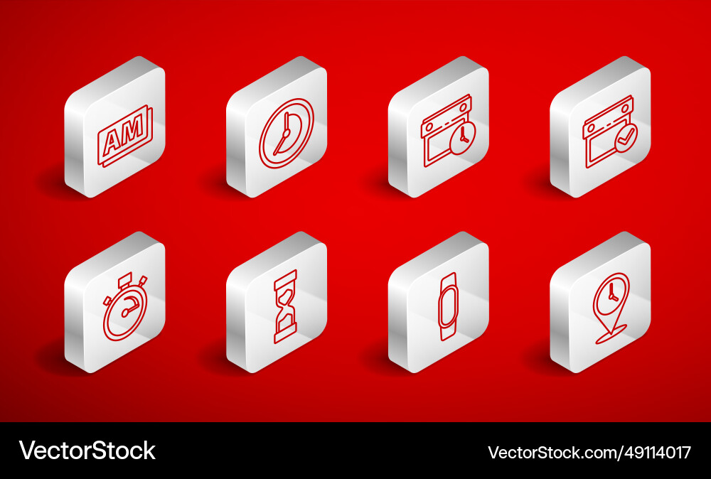 Set line location with clock calendar Set line location with clock calendar vector image