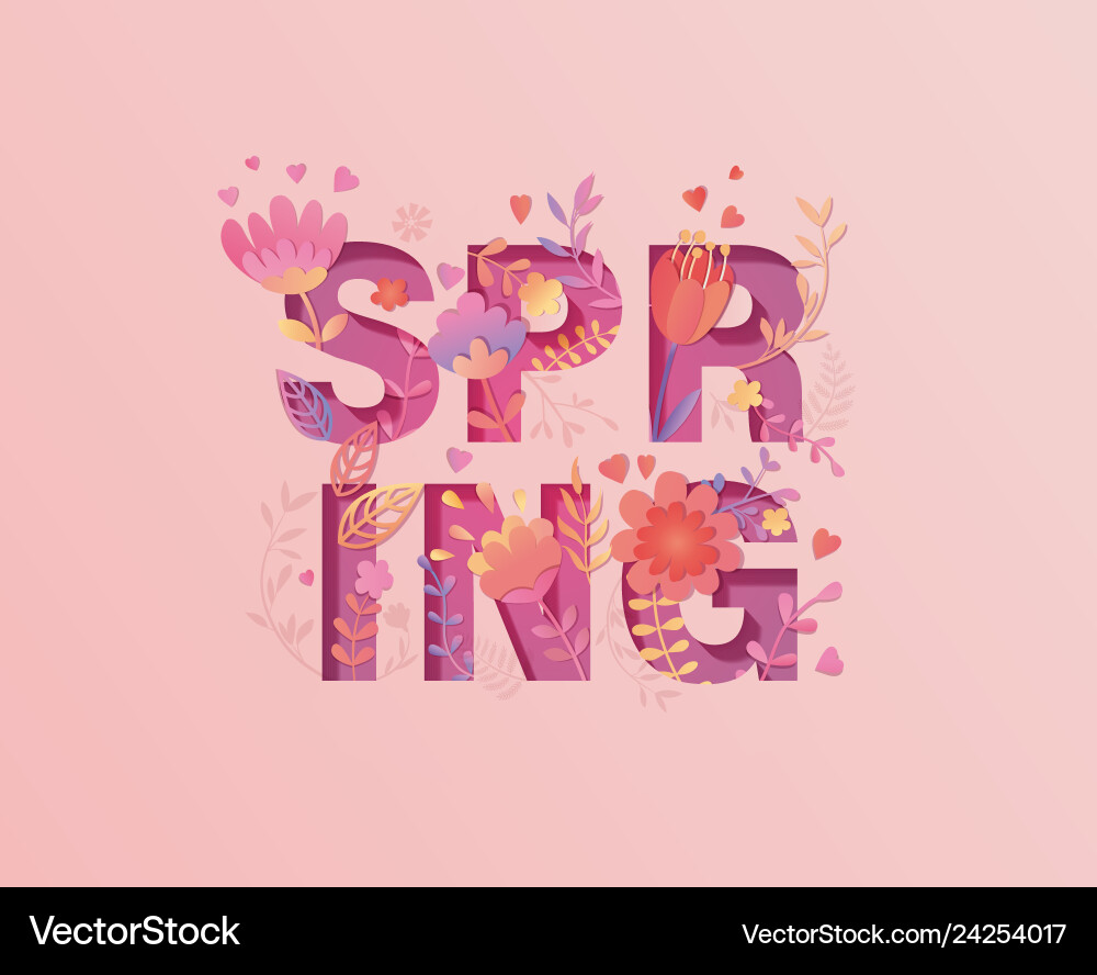 Spring card or banner papercut style vector image