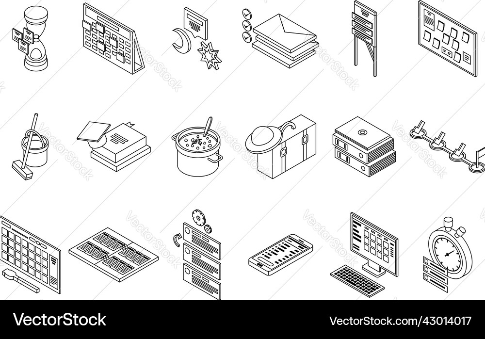 Task schedule icons set outline Task schedule icons set outline vector image