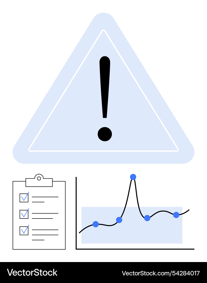 Triangle warning sign with checklist and graph Triangle warning sign with checklist and graph vector image
