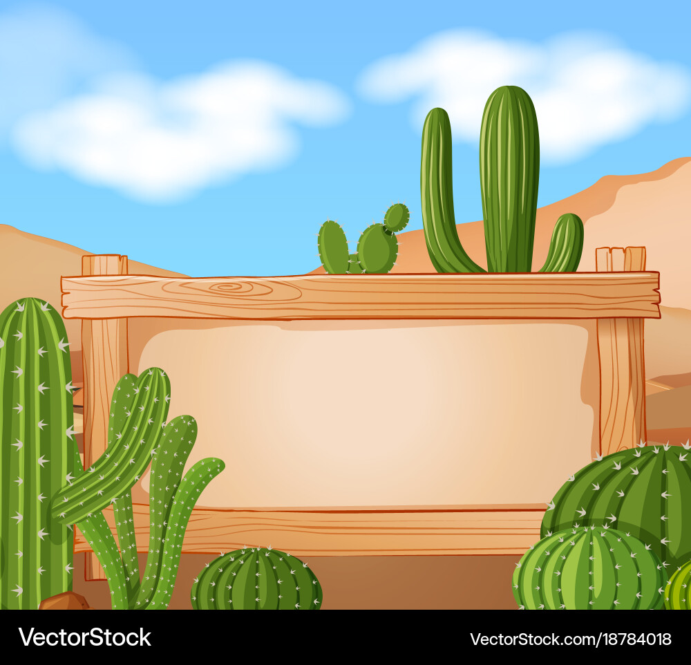 Border template with cactus in background vector image