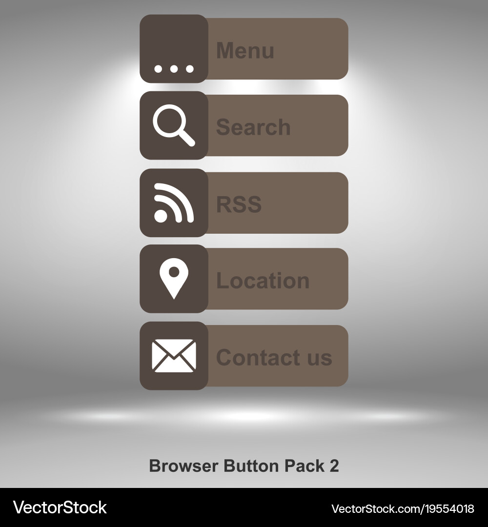 Browser button pack 2 brown image Vector Image