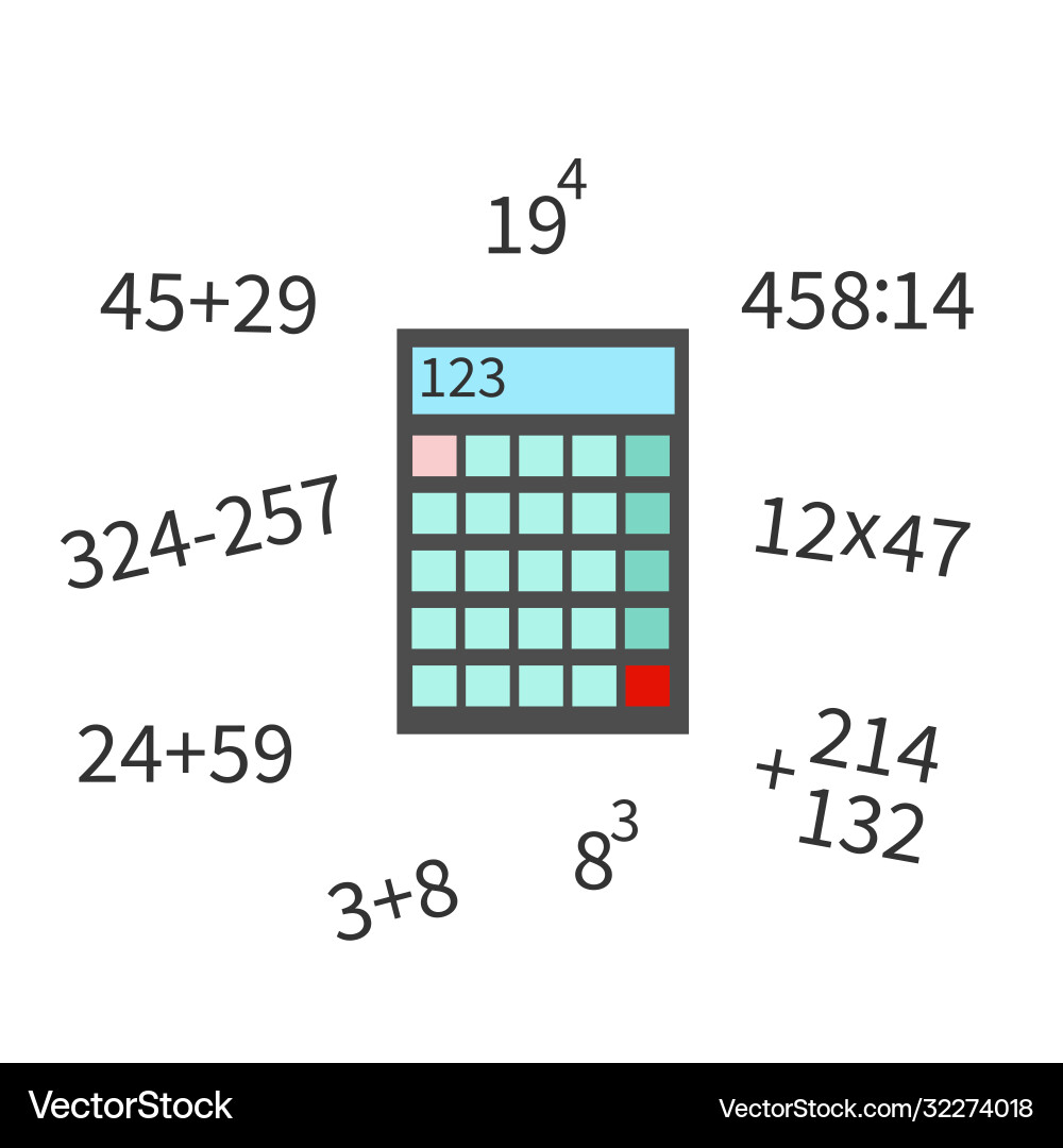 Calculator flat icon numerator with math example Calculator flat icon numerator with math example vector image