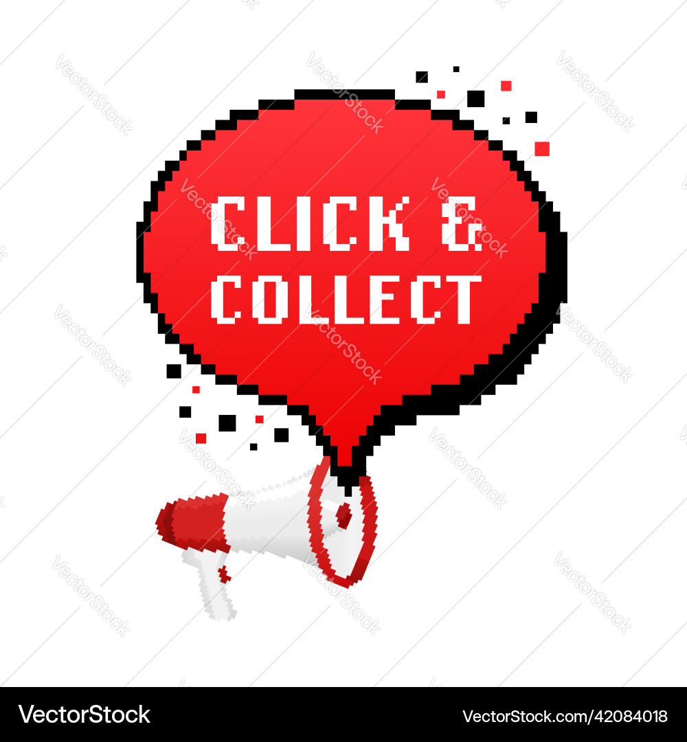 Click and collect megaphone in pixel style web Click and collect megaphone in pixel style web vector image