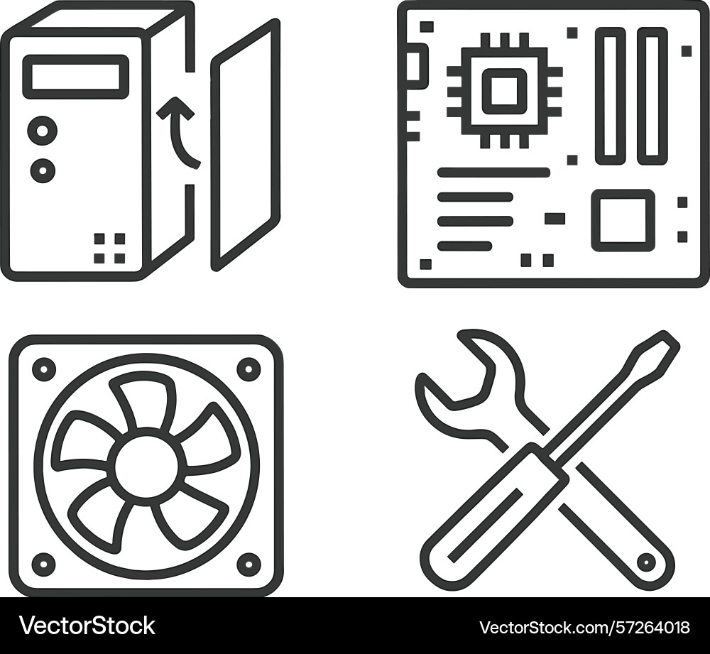 Computer components and tools Computer components and tools vector image