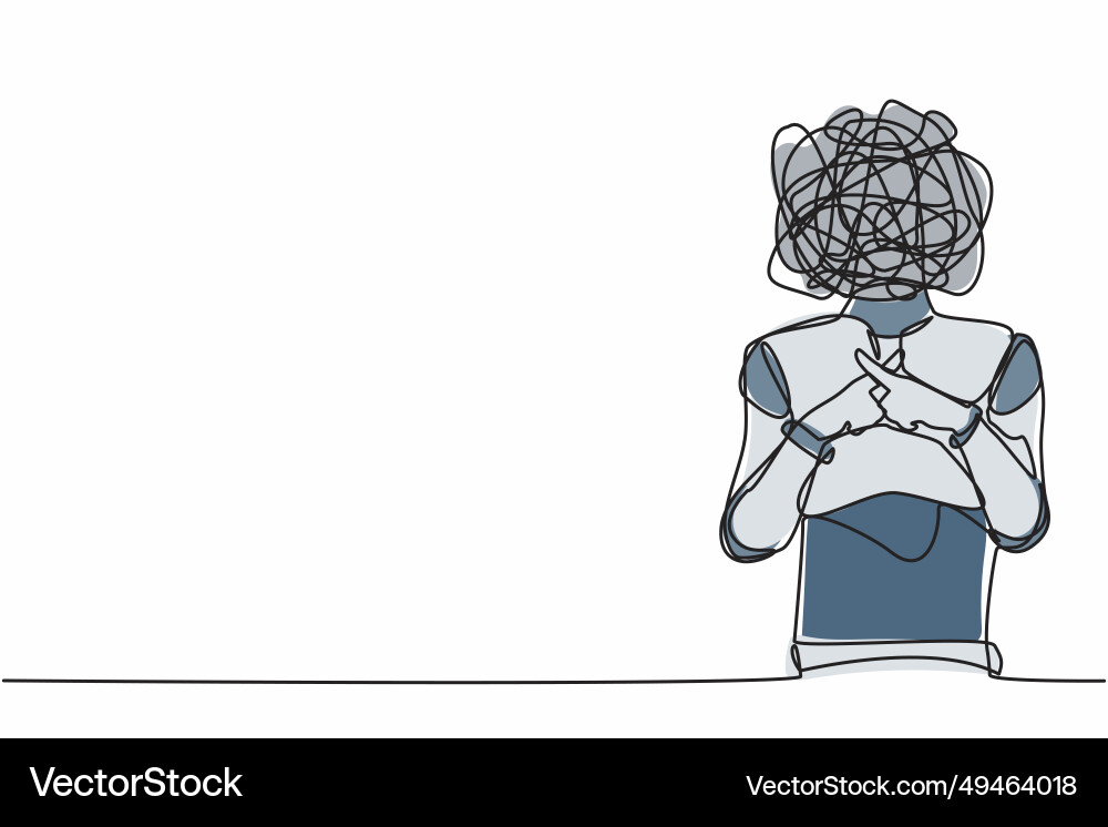 Continuous one line drawing robot with round Continuous one line drawing robot with round vector image