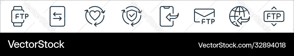 Data transfer line icons linear set quality Data transfer line icons linear set quality Vector Image
