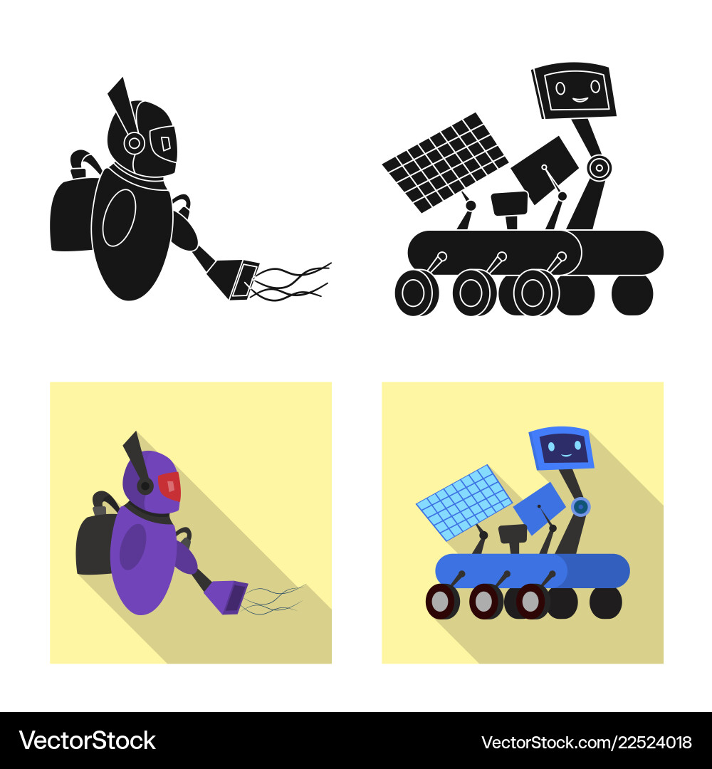 Design of robot and factory sign set Design of robot and factory sign set vector image