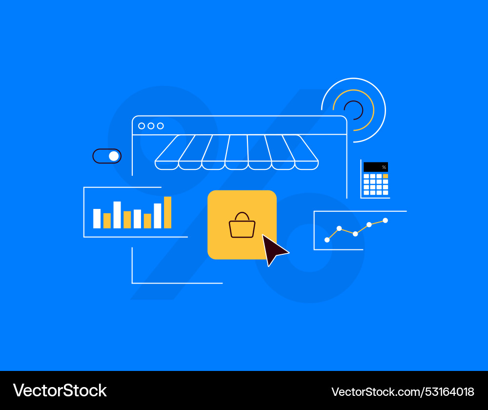 Ecommerce kpi with data analytics for tracking Ecommerce kpi with data analytics for tracking vector image