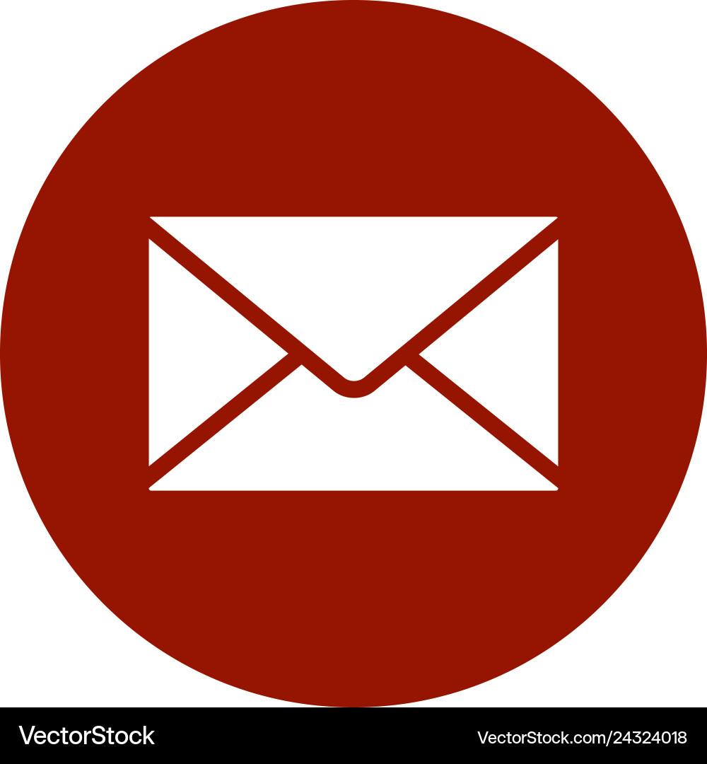 Flat Mail Icon - Envelope on Red Circle Vector Image