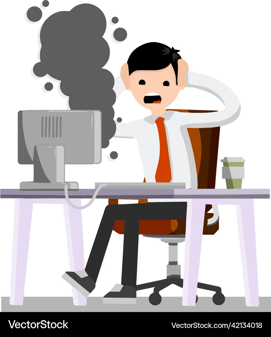 Frightened office worker shouts Frightened office worker shouts vector image