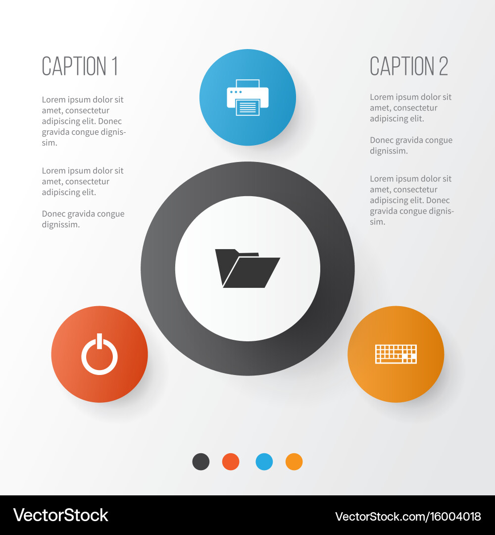 Gadget icons set collection of power on keypad Vector Image