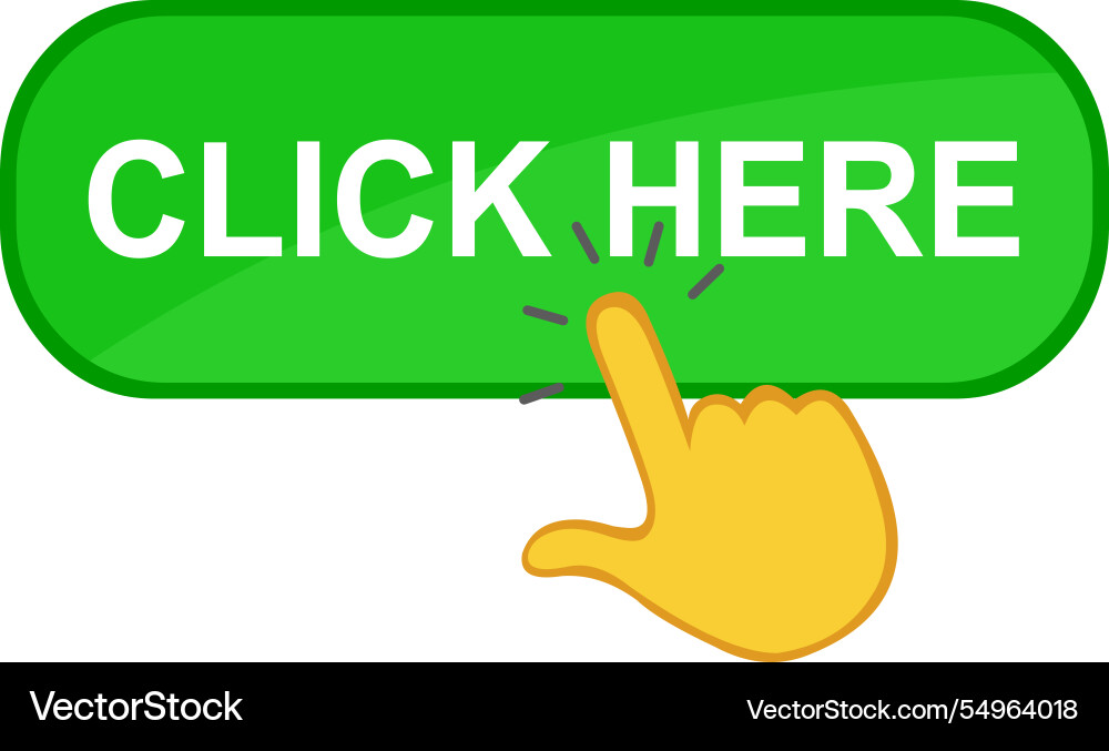 Hand click here button Vector Image