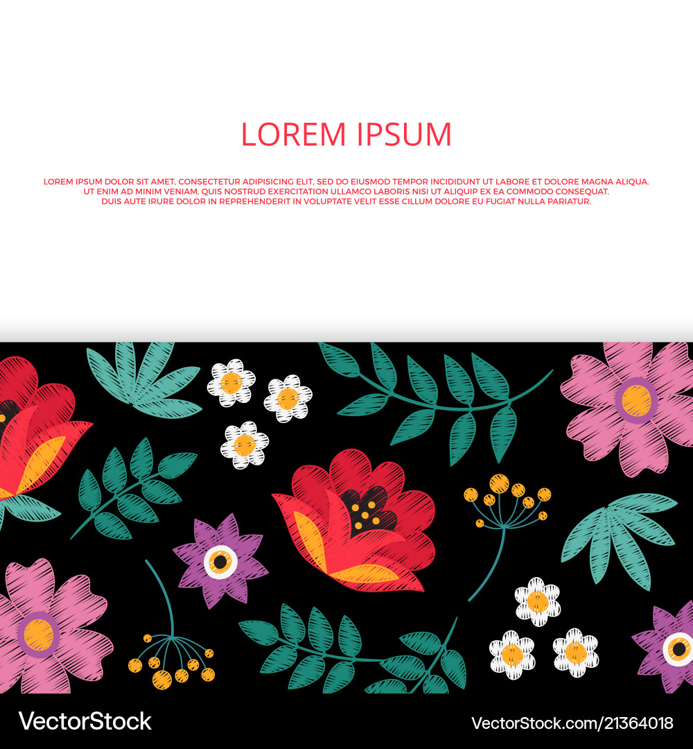 Helle Stickerei Blumen Banner Vorlage Helle Stickerei Blumen Banner Vorlage vektorbild