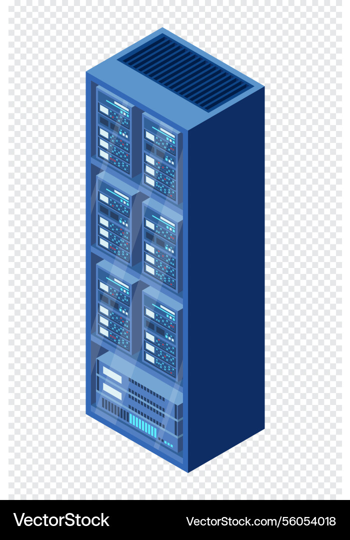 Isometric server network room 3d computer Isometric server network room 3d computer vector image
