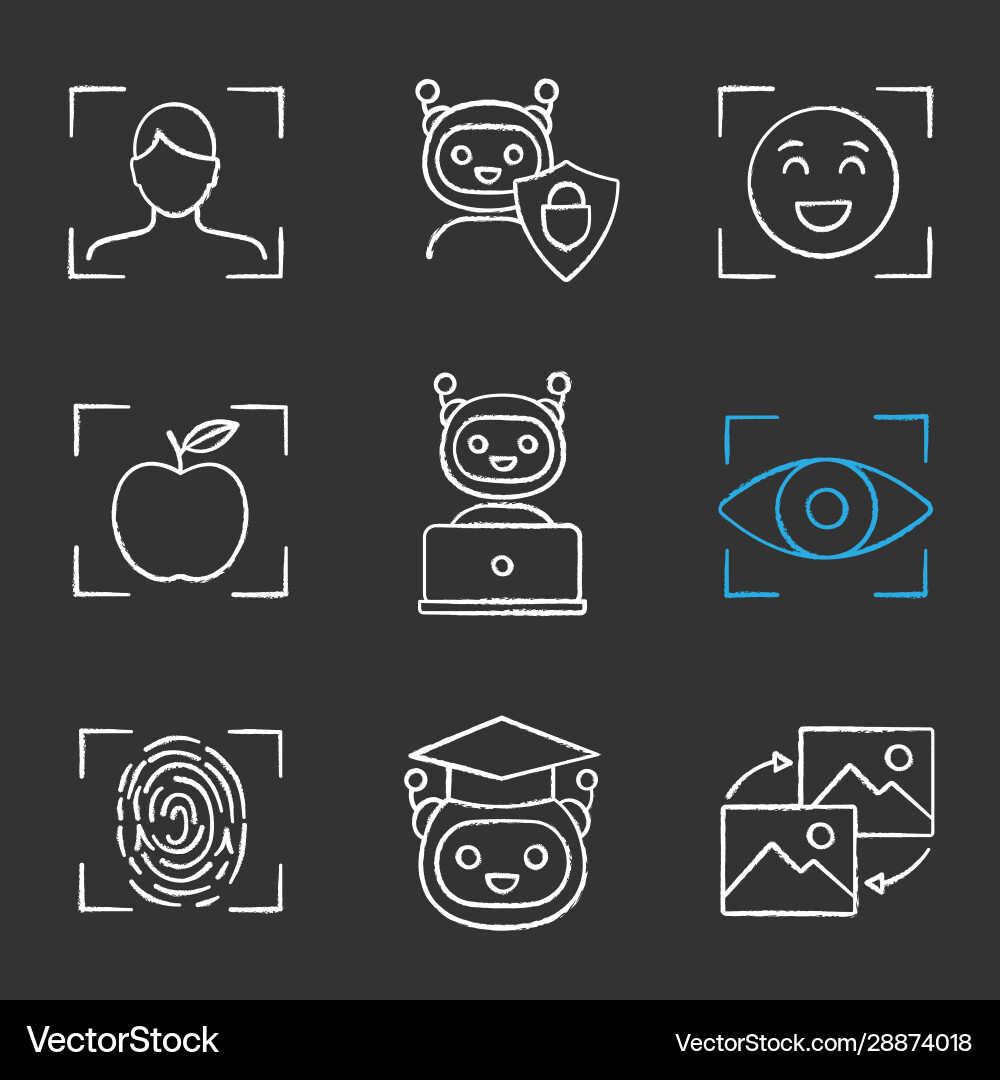 Machine learning chalk icons set Machine learning chalk icons set vector image