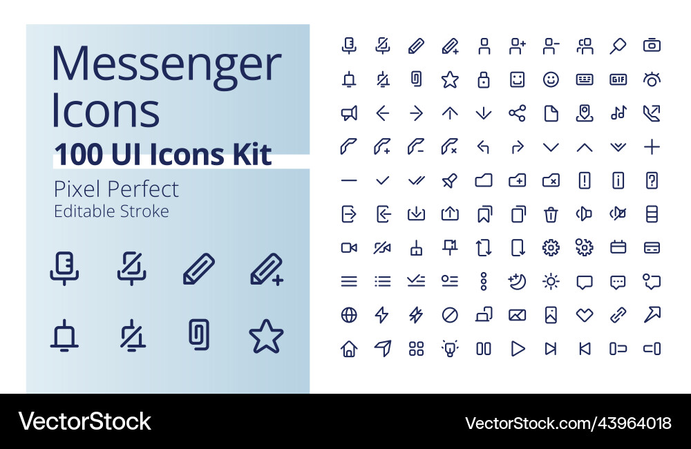 Messenger application pixel perfect linear ui Messenger application pixel perfect linear ui Vector Image