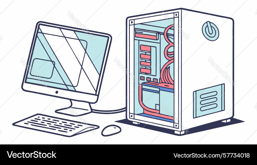 Modern desktop computer setup for productivity vector image