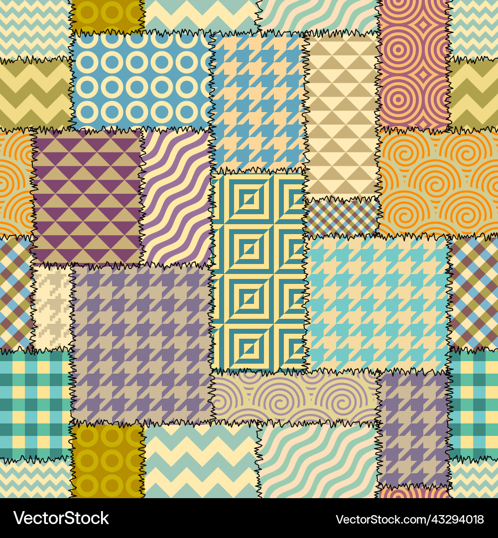 Patchwork textile pattern seamless quilting vector image