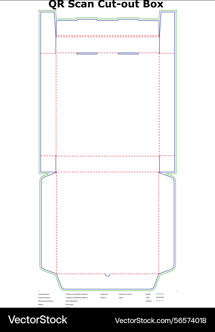 Qr scan cutout box template design dimensions Qr scan cutout box template design dimensions Vector Image