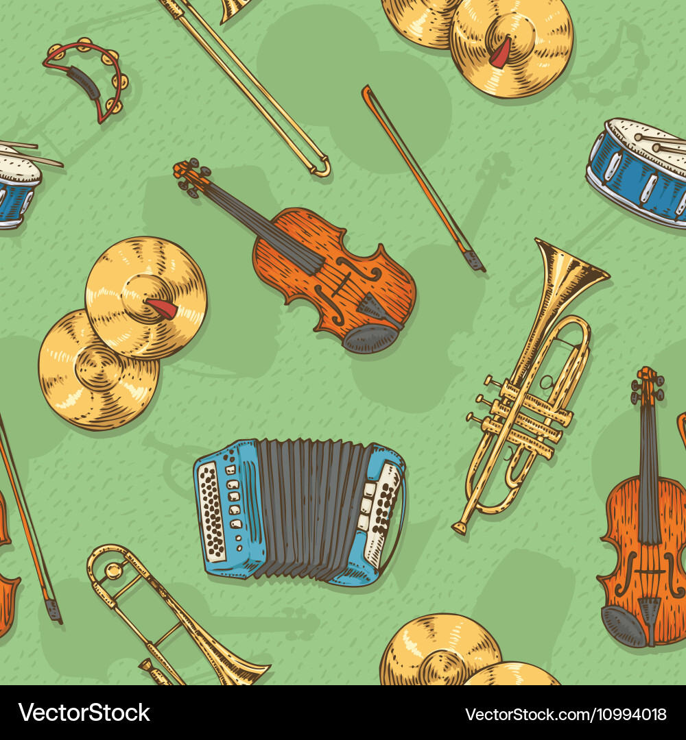 Seamless pattern with musical instruments vector image
