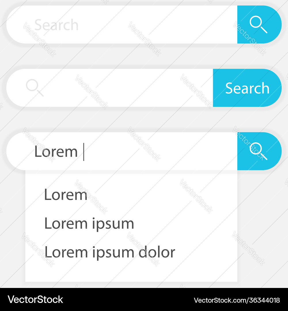 Search bar element design set three Vector Image
