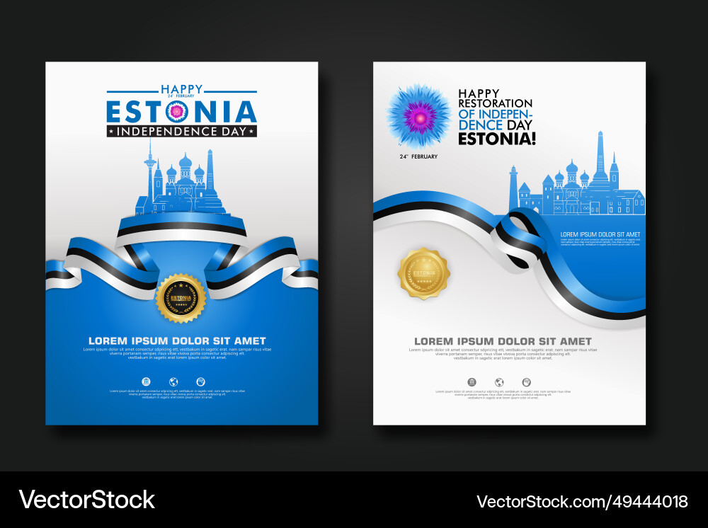 Set poster design estonia happy independence day Set poster design estonia happy independence day vector image