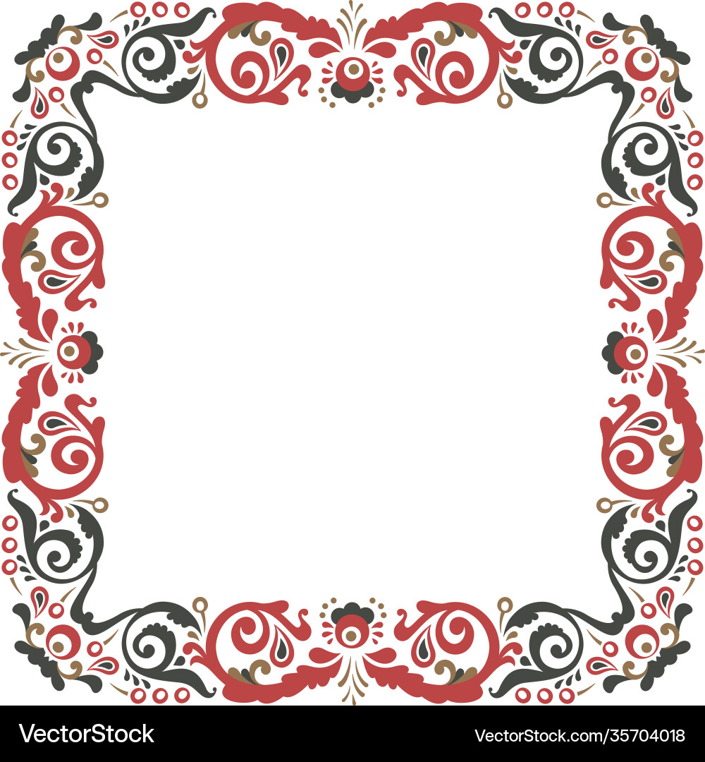 Square thee-color frame with russian pattern Vector Image