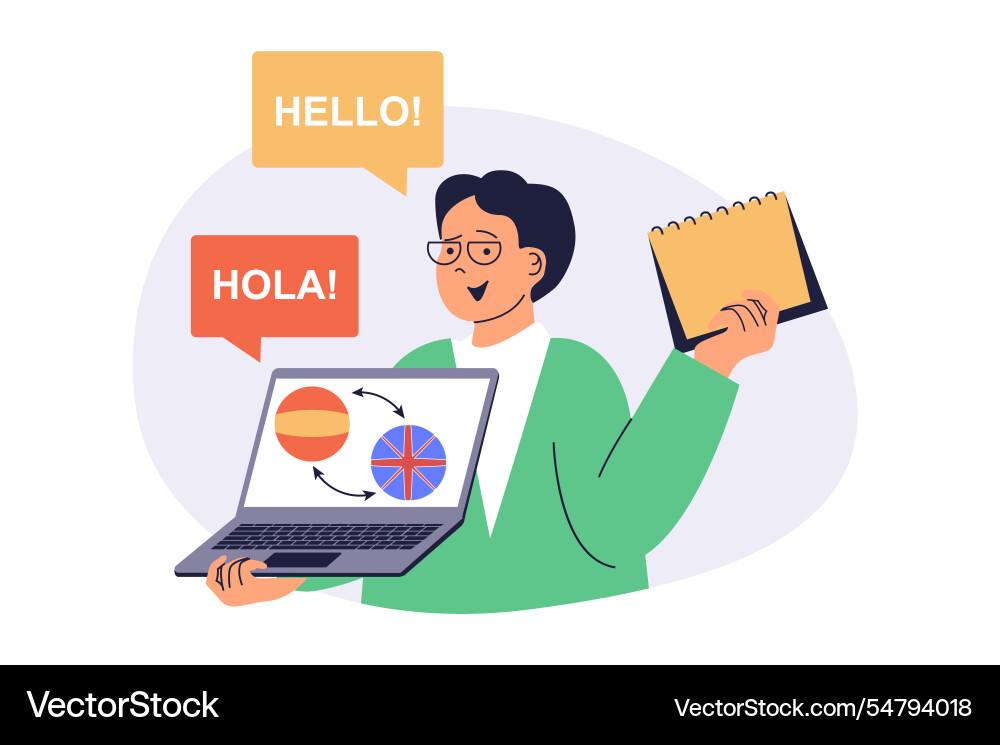 Studying foreign language online web concept Studying foreign language online web concept vector image