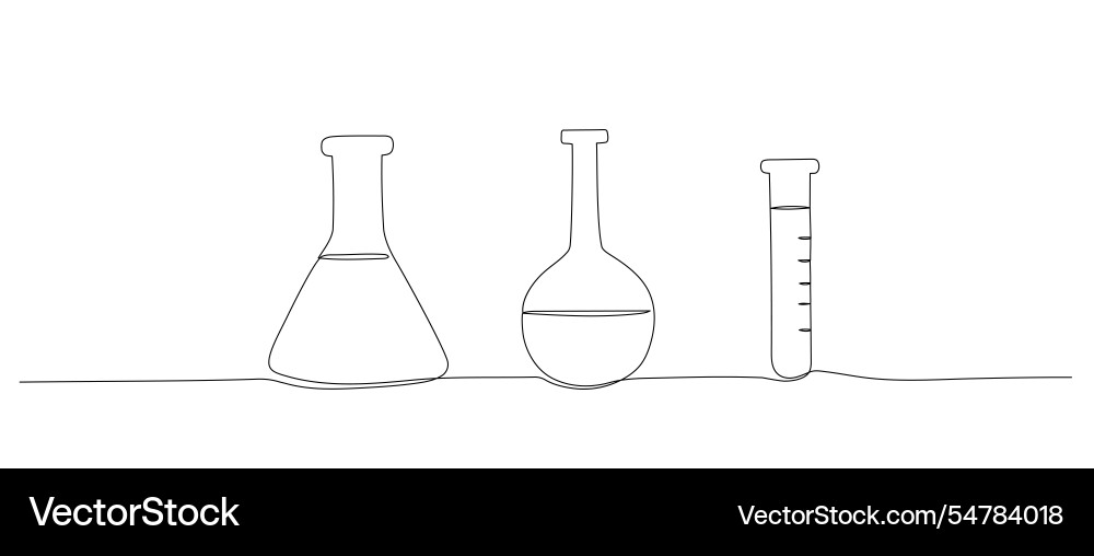 Test flask one continuous line hand Test flask one continuous line hand vector image