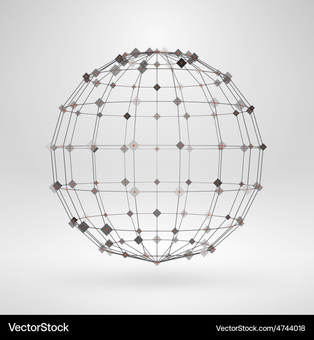 Wireframe polygonal element 3d sphere with lines vector image
