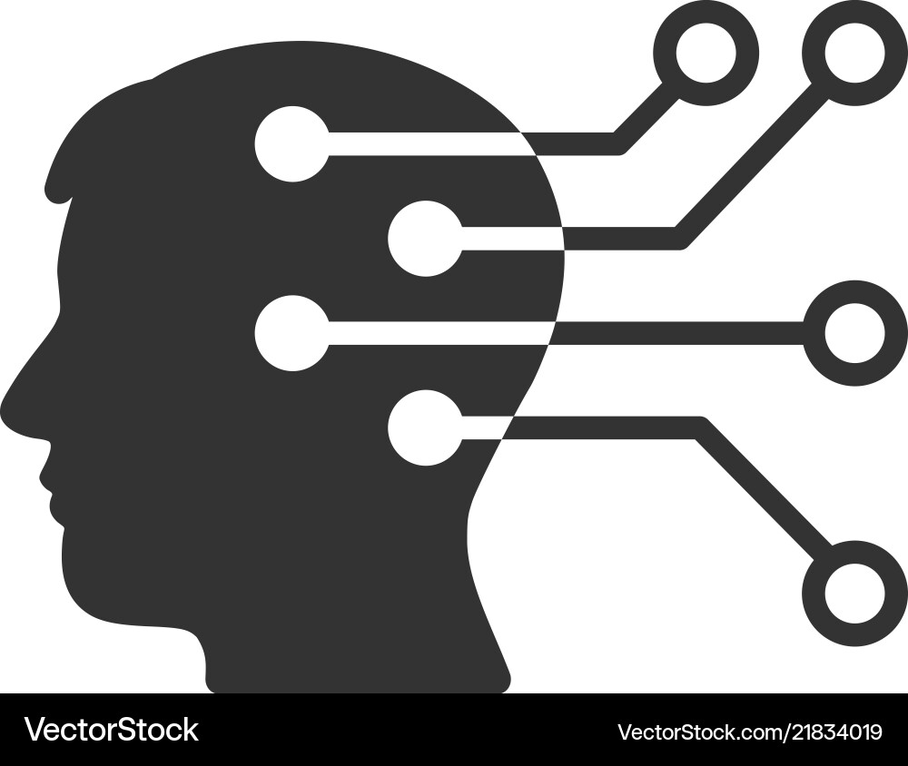 Brain interface circuit icon vector image