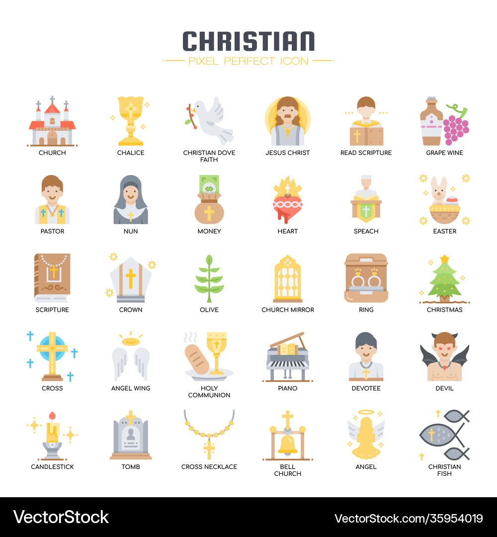 Christian elements thin line and pixel perfect Christian elements thin line and pixel perfect Vector Image