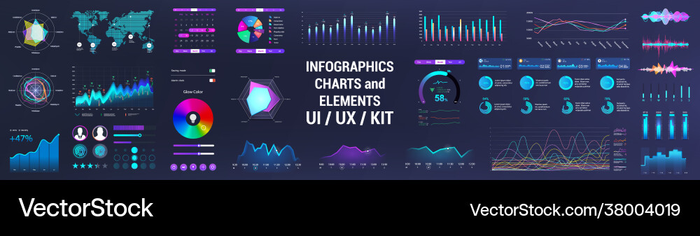 Colorful ui ux gui interface elements collection Colorful ui ux gui interface elements collection vector image