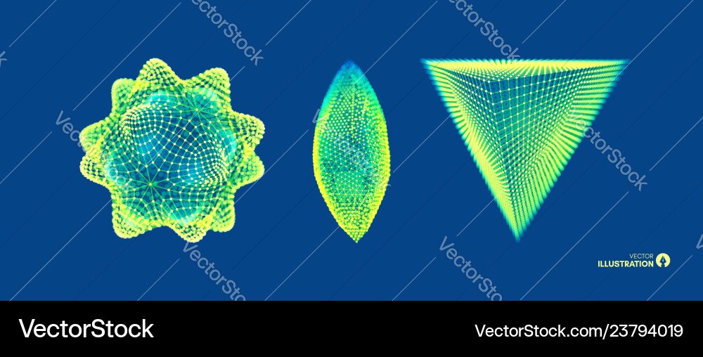 Crystal object with connected lines and dots Crystal object with connected lines and dots vector image