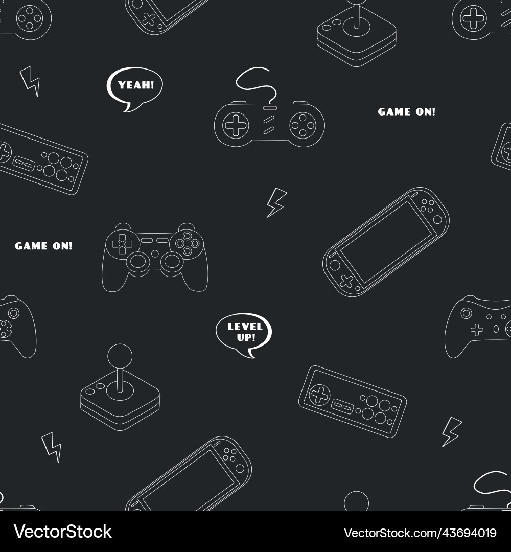 Cute seamless outline pattern in pixel game style Cute seamless outline pattern in pixel game style vector image