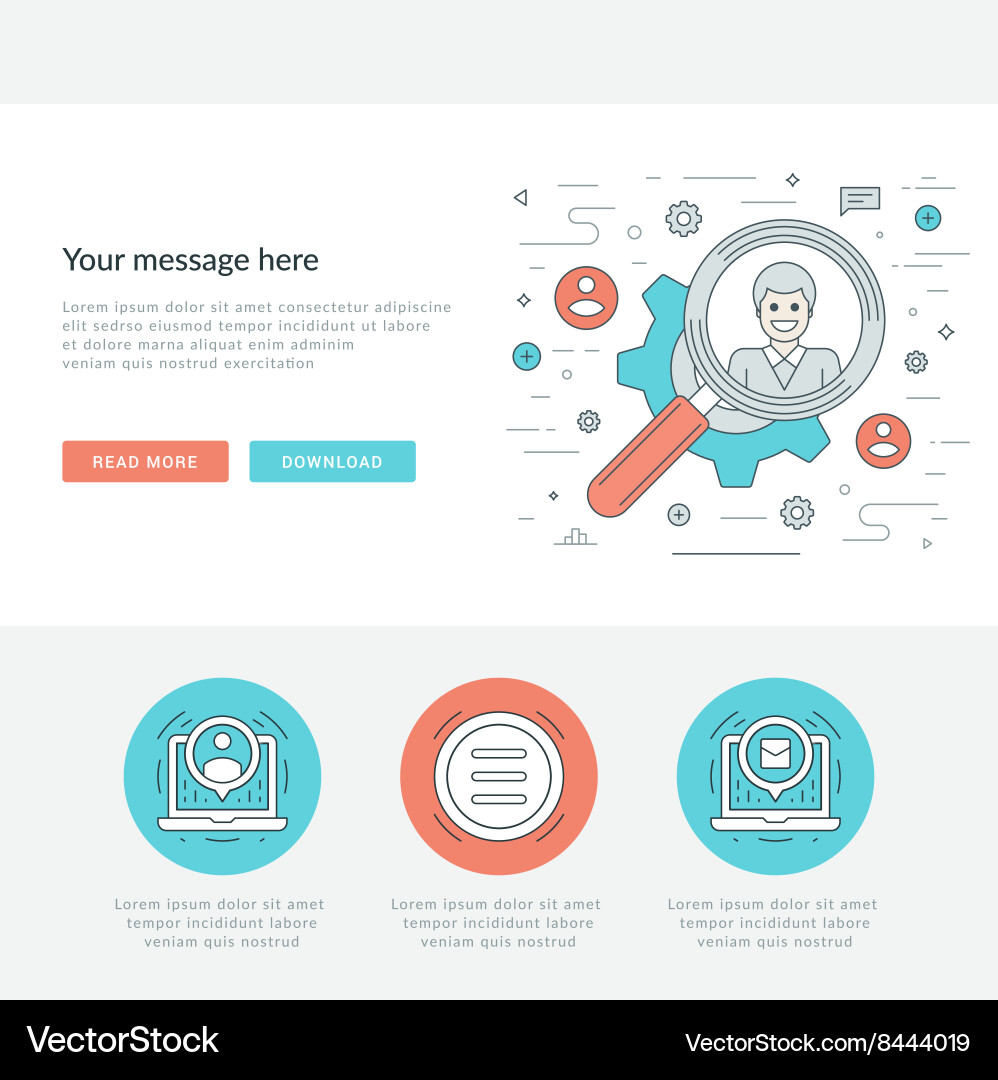 Flat line business concept web site header Vector Image