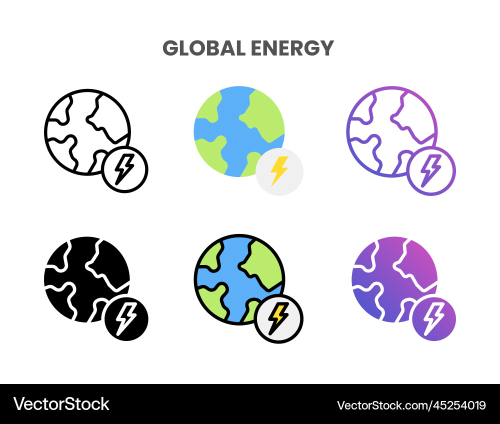 Global energy icons set with different styles Global energy icons set with different styles Vector Image
