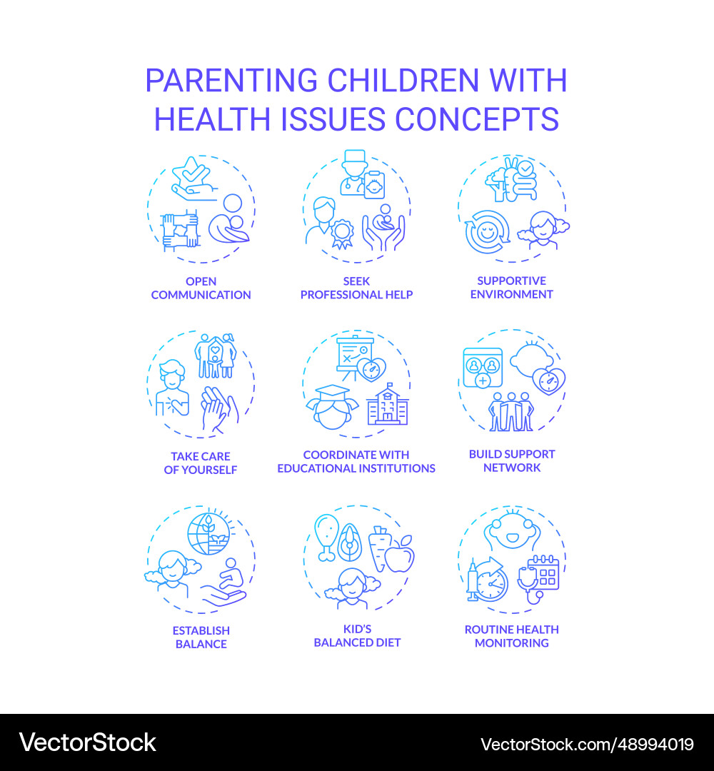 Gradient icons representing parenting children Gradient icons representing parenting children Vector Image