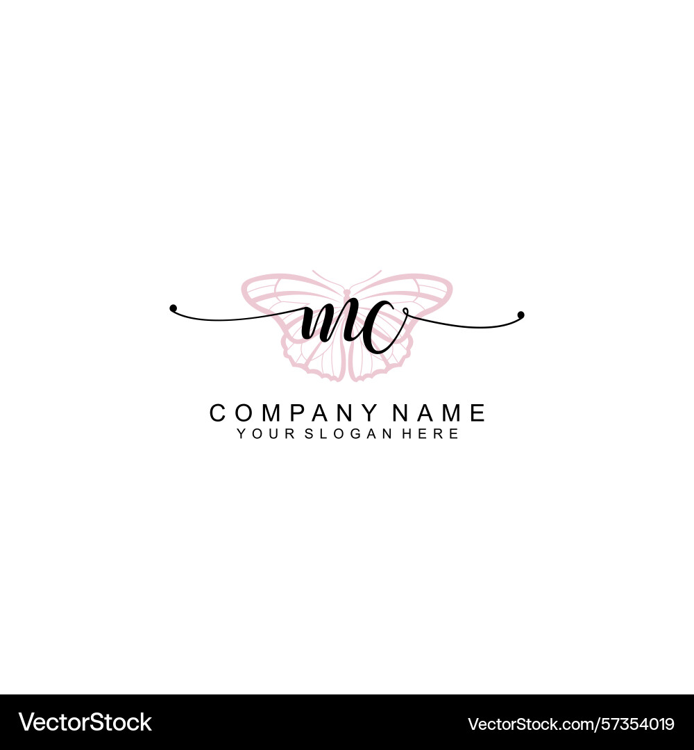 Minimalist handwritten mc initial logos with soft Minimalist handwritten mc initial logos with soft Vector Image