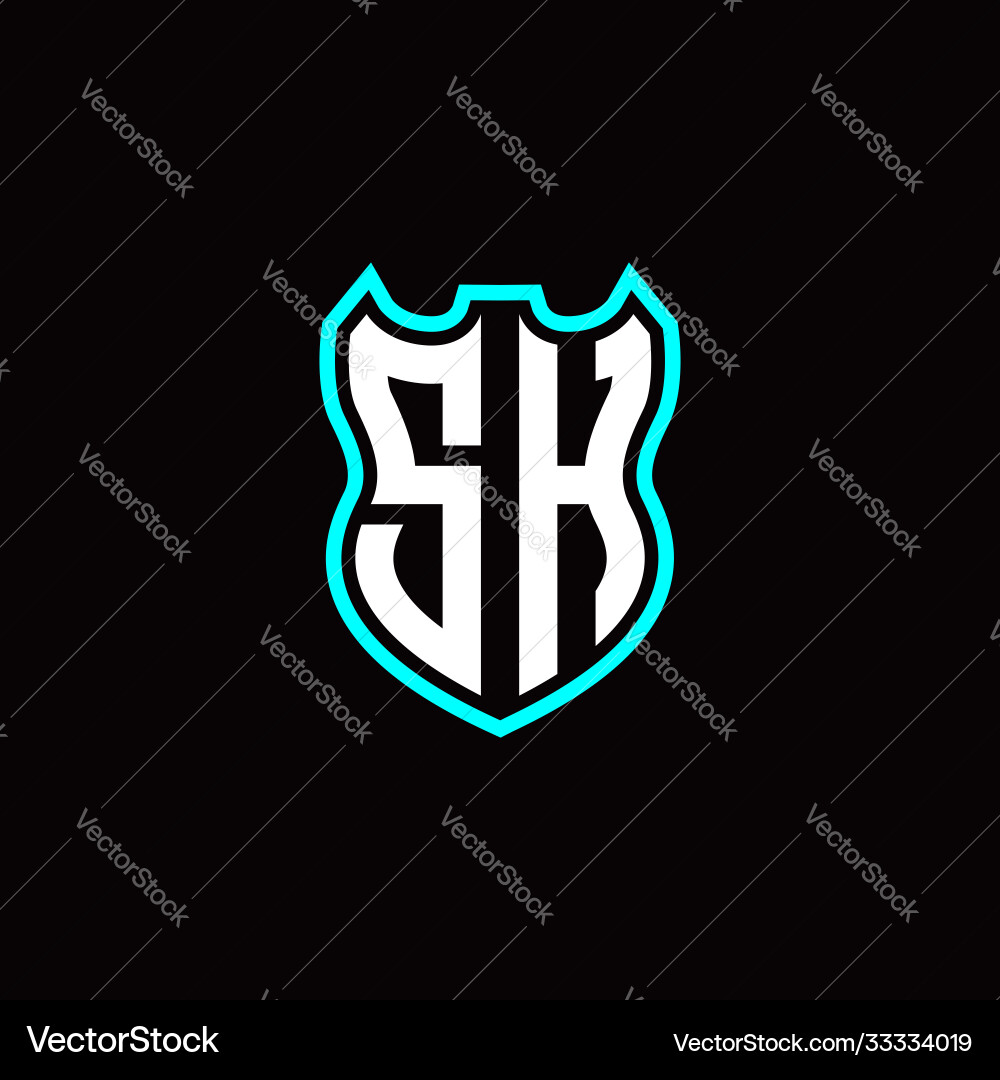 S h initial logo design with shield shape S h initial logo design with shield shape vector image