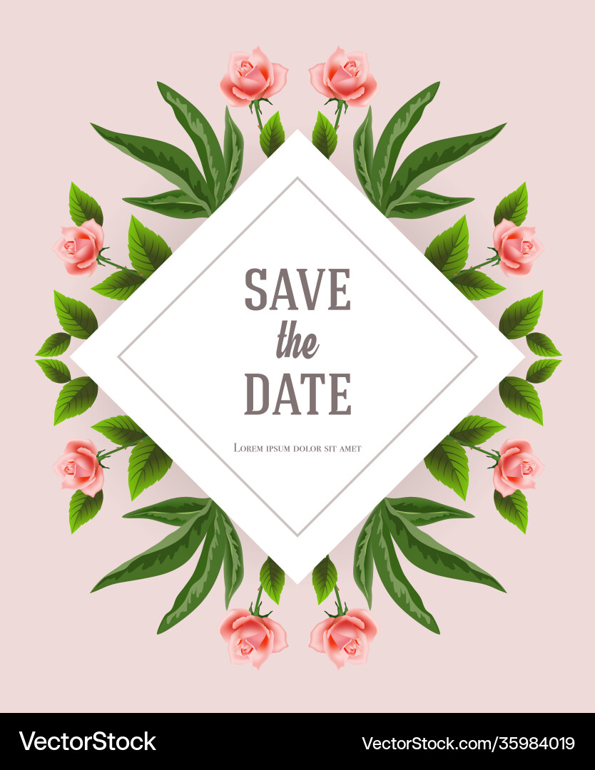 Save date design template with floral Vector Image